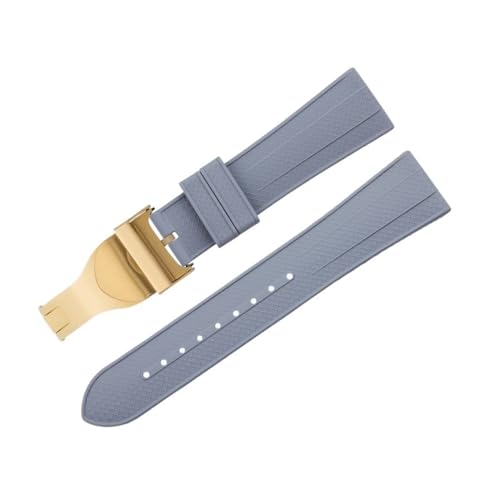 BIK Weiches Fluorkautschuk-Uhrenarmband für TUDOR-Armband M79360.M79363, Edelstahl-Faltschließe, Black Bay 1958 GMT, 41 mm, Pelagos, 22 mm, flaches Ende(Gray 2) von BIK
