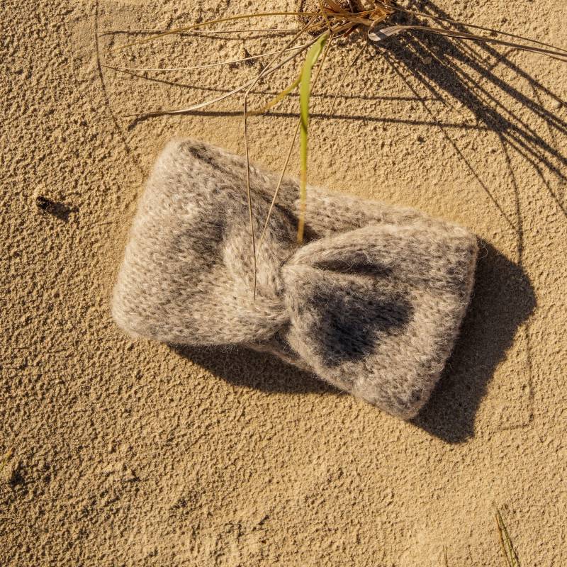 stirnband Alpaka Seide Wolle Hellgrau von BIKABIK