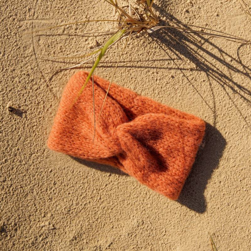 stirnband Alpaka Seide Wolle Pfirsich von BIKABIK