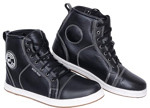 Bikers Gear Motorradstiefel für Herren, wasserdichte Leder-Motorradschuhe mit Techno Gi Thermoplast an Zehenkappe und Fersen, Urban Street Riding Sneakers mit Knöchelstütze und rutschfester Sohle, von Bikers Gear Australia