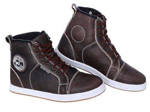 Bikers Gear Motorradstiefel für Herren, wasserdichte Leder-Motorradschuhe mit Techno Gi Thermoplast an Zehenkappe und Fersen, Urban Street Riding Sneakers mit Knöchelstütze und rutschfester Sohle, von Bikers Gear Australia