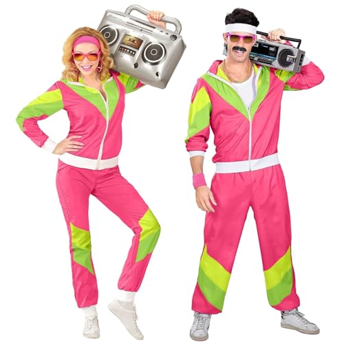 BIKETAFUWY 80er 90er Jahre Outfit Herren Damen Karneval Kostüm Trainingsanzug Retro Anzug Fasching Karneval Anzug Disco Trendige Party Performance-Kleidung Faschingskostüme Jogginganzug von BIKETAFUWY