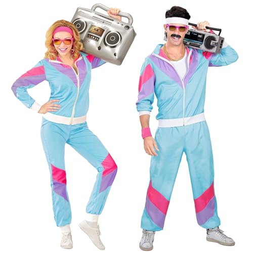 BIKETAFUWY 80er 90er Jahre Outfit Herren Damen Karneval Kostüm Trainingsanzug Retro Anzug Fasching Karneval Anzug Disco Trendige Party Performance-Kleidung Faschingskostüme Jogginganzug von BIKETAFUWY