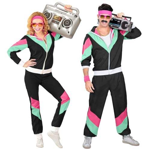 BIKETAFUWY 80er 90er Jahre Outfit Herren Damen Karneval Kostüm Trainingsanzug Retro Anzug Fasching Karneval Anzug Disco Trendige Party Performance-Kleidung Faschingskostüme Jogginganzug von BIKETAFUWY