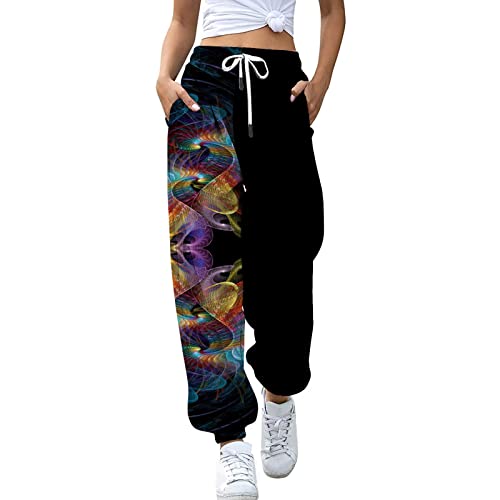 BIKETAFUWY Damen Jogginghose mit Schmetterlings-Print Frauen Sporthose Trendy Elastic Jogger Pant Leichte Bequeme Baggy Workout Sweatpants Loungehose mit Taschen von BIKETAFUWY