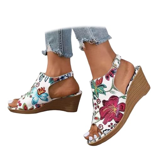 BIKETAFUWY Damen Schuhe Sommer Lightweight Strandschuhe Anti-Rutsch Keilsandalen Klassische Damenschuhe Slingback Muffin Weiche Sohle Sommerschuhe Bequeme Sommersandalen Trekkingsandalen Damen von BIKETAFUWY