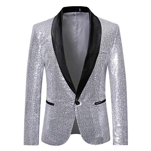 BIKETAFUWY Herren Sakko Regular Fit Somkingjacke Modern Schwarzes Sakko Herren Slim Fit Gold Glitzer Blazer Anzug Jacke Pailletten Smokings Für Herren Karneval Kostüm für Hochzeit Party Cosplay 011 von BIKETAFUWY