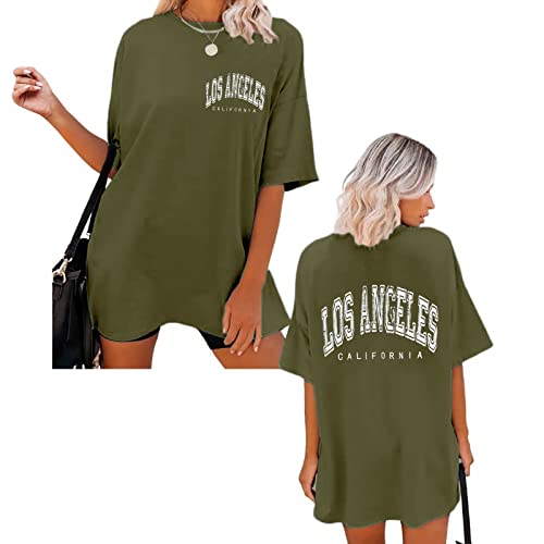 BIKETAFUWY Oversize Tshirt Damen Elegante Baumwolle Lose Rundhals Kurzarm Sommer Oberteile Vintage Drucken Bluse Streetwear Sport Oberteile Vintage Sweatshirt Teenager Mädchen Tunika Lang Tops von BIKETAFUWY