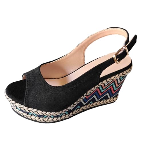 BIKETAFUWY Sommer Schuhe für Damen Anti-Rutsch keilsandalen Lightweight fisch mund Komfortables Sommersandalen Slingback Muffin Weiche Sohle Sommerschuhe Damensandalette Sommerschuhe Freizeitschuhe von BIKETAFUWY