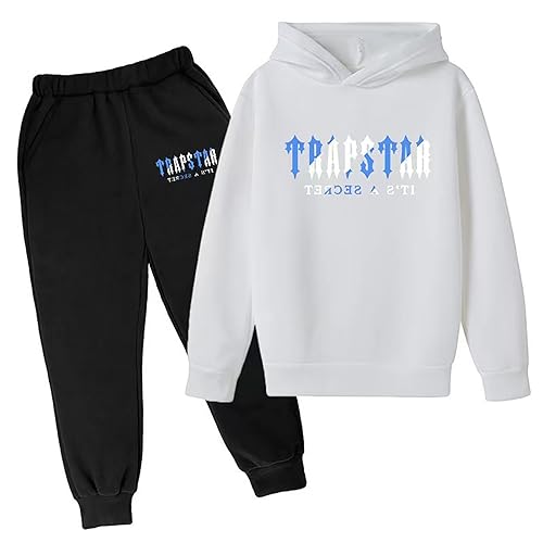 BIKETAFUWY Trapstar Anzug Kinder Trainingsanzug Jogginganzug Sportanzug Jungen Mädchen Sportanzug 2 Piece Anzug Set Hoodie Sporthose Unisex Anzug Tracksuit Atmungsaktiv und Komfortabel von BIKETAFUWY