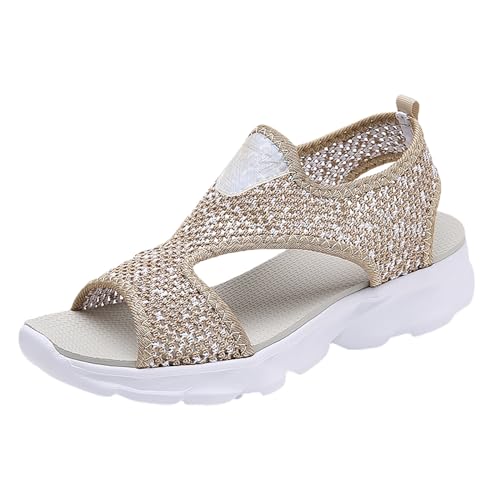 Damen Schuhe Sommer sandalen aus stoff mit dicker sohle Peep Toe Freizeitschuhe Anti-Rutsch Damenschuhe Bequeme Sommersandalen verstellbarem Schnallen Sandalen Weiche Sohle Sommerschuhe von BIKETAFUWY