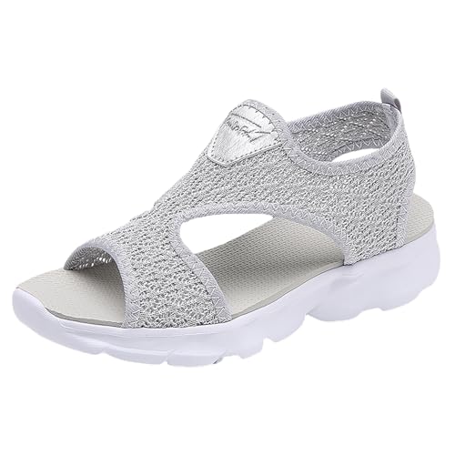 Damen Schuhe Sommer sandalen aus stoff mit dicker sohle Peep Toe Freizeitschuhe Anti-Rutsch Damenschuhe Bequeme Sommersandalen verstellbarem Schnallen Sandalen Weiche Sohle Sommerschuhe von BIKETAFUWY