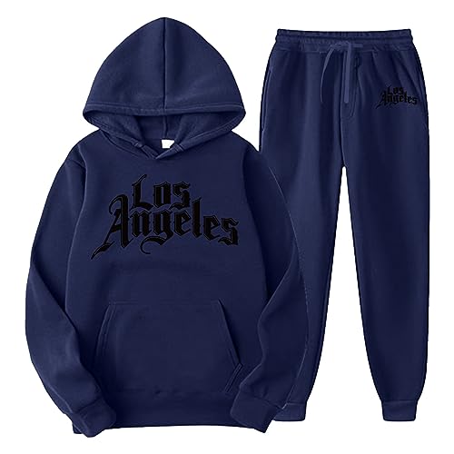 Herren Damen Trainingsanzug Jogginganzug Los Angeles Aufdruck Jogging Anzug Set Lose Hoodies und Jogginghosen Y2K Hip Hop Streetwear Unisex Frauen Pullover Lässig Oberteile und Sporthosen 2 Stück von BIKETAFUWY