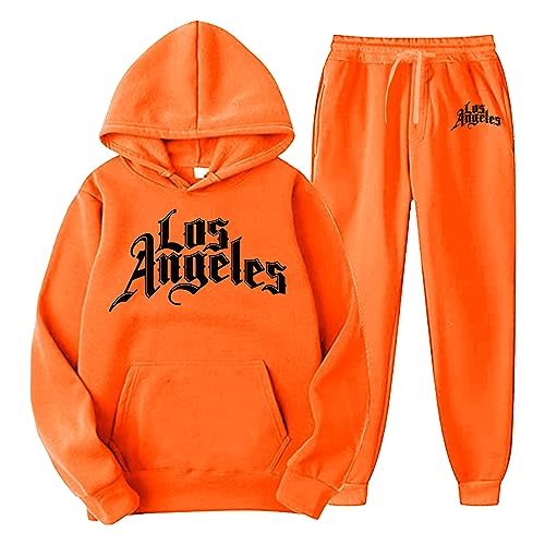 Herren Damen Trainingsanzug Jogginganzug Los Angeles Aufdruck Jogging Anzug Set Lose Hoodies und Jogginghosen Y2K Hip Hop Streetwear Unisex Frauen Pullover Lässig Oberteile und Sporthosen 2 Stück von BIKETAFUWY