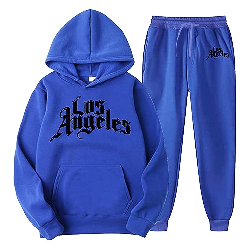 Herren Damen Trainingsanzug Jogginganzug Los Angeles Aufdruck Jogging Anzug Set Lose Hoodies und Jogginghosen Y2K Hip Hop Streetwear Unisex Frauen Pullover Lässig Oberteile und Sporthosen 2 Stück von BIKETAFUWY