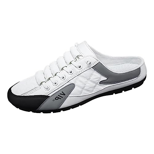 Herren Pantoletten Leder Patchwork Wasserdicht Pantoletten und Clogs Herren Sommer Leicht Atmungsaktiv Clog Sommer Sneaker Offen Gehen Hausschuhe Komfort Slip On Schuhe Orthopädische Pantoletten von BIKETAFUWY