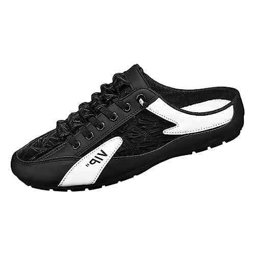 Herren Pantoletten Leder Patchwork Wasserdicht Pantoletten und Clogs Herren Sommer Leicht Atmungsaktiv Clog Sommer Sneaker Offen Gehen Hausschuhe Komfort Slip On Schuhe Orthopädische Pantoletten von BIKETAFUWY