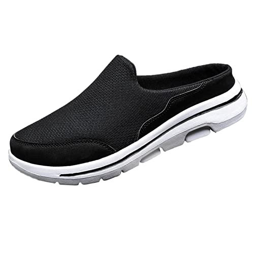 Herren Pantoletten Leder und Mesh Patchwork Pantoletten und Clogs Herren Sommer Leicht Atmungsaktiv Clog Sommer Sneaker Offen Walking Hausschuhe Komfort Slip On Schuhe Orthopädische Pantoletten von BIKETAFUWY