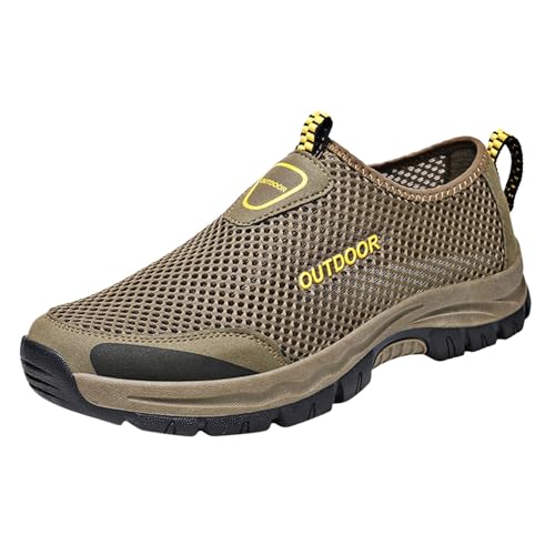 Herren-Sneaker, Sommer, aus Netzstoff, Wanderschuhe, leicht, ohne Schnürsenkel, Sneaker, Herren, Laufen, Sport, Sneaker, Sportschuhe, orthopädisch, Sicherheitsschuhe, Sneaker, 01 Braun, 43 EU Herren-Sneaker, Sommer, aus Netzstoff, Wanderschuhe, leicht, ohne Schnürsenkel, Sneaker, Herren, Laufen, Sport, Sneaker, Sportschuhe, orthopädisch, Sicherheitsschuhe, Sneaker, 01 Braun, 43 EU von BIKETAFUWY