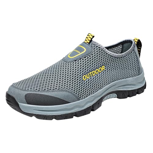 Herren-Sneaker, Sommer, aus Netzstoff, Wanderschuhe, leicht, ohne Schnürsenkel, Sneaker, Herren, Laufen, Sport, Sneaker, Sportschuhe, orthopädisch, Sicherheitsschuhe, Sneaker, 01 Grey, 47 EU Herren-Sneaker, Sommer, aus Netzstoff, Wanderschuhe, leicht, ohne Schnürsenkel, Sneaker, Herren, Laufen, Sport, Sneaker, Sportschuhe, orthopädisch, Sicherheitsschuhe, Sneaker, 01 Grey, 47 EU von BIKETAFUWY