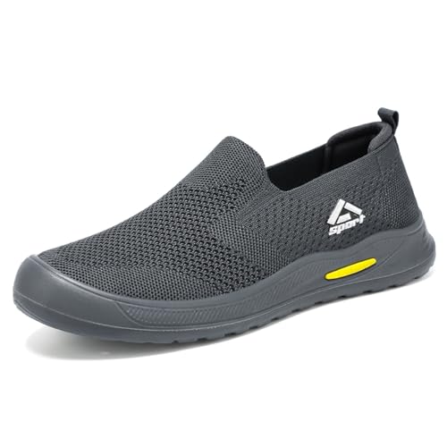Herren-Sneaker aus Strick, Sneaker, Herren, Laufen, Sport, Sommer, Wanderschuhe, leicht, Sneaker, Sportschuhe, Sicherheitsschuhe, Sneaker, Orthopädische Sneakers, 01 Dunkelgrau, 41 EU von BIKETAFUWY