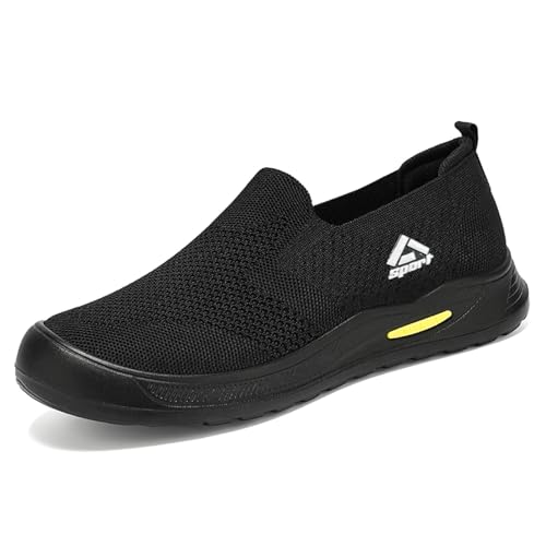 Herren-Sneaker aus Strick, Sneaker, Herren, Laufen, Sport, Sommer, Wanderschuhe, leicht, Sneaker, Sportschuhe, Sicherheitsschuhe, Sneaker, Orthopädische Sneakers, 01 Schwarz, 39 EU von BIKETAFUWY