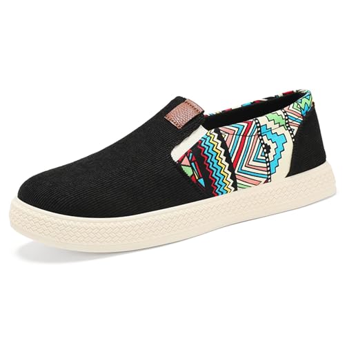 Herren-Sportschuhe aus Segeltuch, Patchwork, Sneaker, flach, ohne Schnürsenkel, leicht, Slip-On-Schuhe, Sneaker, Sportschuhe, Wanderschuhe, niedrig, 01 Schwarz, 43 EU Herren-Sportschuhe aus Segeltuch, Patchwork, Sneaker, flach, ohne Schnürsenkel, leicht, Slip-On-Schuhe, Sneaker, Sportschuhe, Wanderschuhe, niedrig, 01 Schwarz, 43 EU von BIKETAFUWY