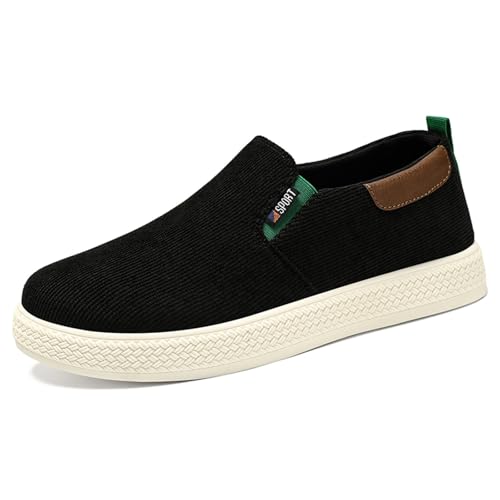 Herren-Sportschuhe aus Segeltuch, flach, ohne Schnürsenkel, orthopädisch, leicht, Slip On Schuhe, Sneaker, Sportschuhe, Wanderschuhe, Walking, Sneaker, 01 Schwarz, 42 EU Herren-Sportschuhe aus Segeltuch, flach, ohne Schnürsenkel, orthopädisch, leicht, Slip On Schuhe, Sneaker, Sportschuhe, Wanderschuhe, Walking, Sneaker, 01 Schwarz, 42 EU von BIKETAFUWY