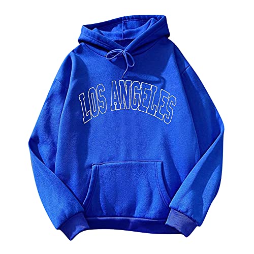 Kapuzenpullover Damen LOS ANGELES Sweatshirt Oversize Langarmshirt Oberteile Teenager Mädchen Lose Fleece Futter Hoodie Pullover Sweatjacke mit Kapuze Herbst Winter Hooded Pulli Outwear Mantel von BIKETAFUWY