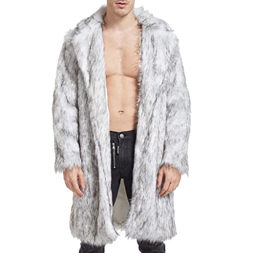 Mantel Herren Lang Pelzmantel Leopard Muster Kunst Felljacke Winterjacke Männer Parka Kunstpelz Lange Jacke Faux Fur Vintage Klassischer Offizier Militär Uniform Cardigan Trenchcoat Motorrad Jakcet von BIKETAFUWY