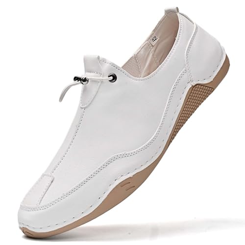 Mokassin Herren-Sneaker, Laufen, Sport, Leder, Sneaker, Herren, flach, leicht, Mokassins, Sneaker und Sportschuhe, Orthopädische Sneaker, Wanderschuhe, Walking, Sicherheitsschuhe, 01 weiß, 39 EU Mokassin Herren-Sneaker, Laufen, Sport, Leder, Sneaker, Herren, flach, leicht, Mokassins, Sneaker und Sportschuhe, Orthopädische Sneaker, Wanderschuhe, Walking, Sicherheitsschuhe, 01 weiß, 39 EU von BIKETAFUWY