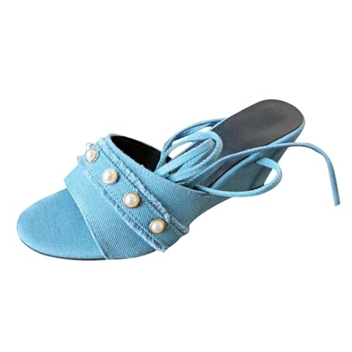 Sandalen Damen Sommer Anti-Rutsch keilsandalen Peep Toe Freizeitschuhe Komfortables Sommersandalen Slingback Muffin Weiche Sohle Sommerschuhe Einfarbig Strandschuhe Sommerschuhe Damensandalette von BIKETAFUWY