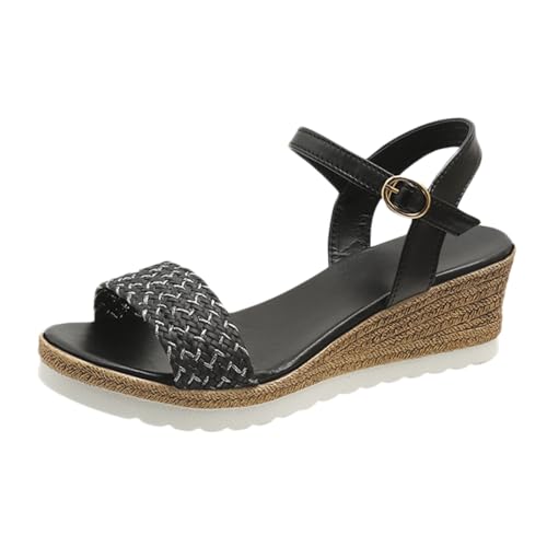 Sandalen Damen Sommer Anti-Rutsch keilsandalen Slingback Muffin Weiche Sohle Sommerschuhe Strandschuhe Sommerschuhe Damensandalette Peep Toe Freizeitschuhe Komfortables Sommersandalen von BIKETAFUWY