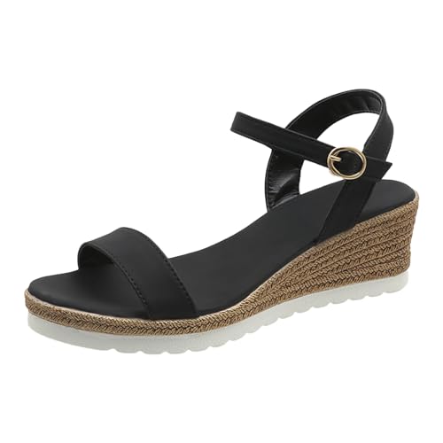 Sandalen Damen Sommer Anti-Rutsch keilsandalen Strandschuhe Peep Toe Freizeitschuhe Komfortables Sommersandalen Slingback Muffin Weiche Sohle Sommerschuhe Sommerschuhe Damensandalette von BIKETAFUWY