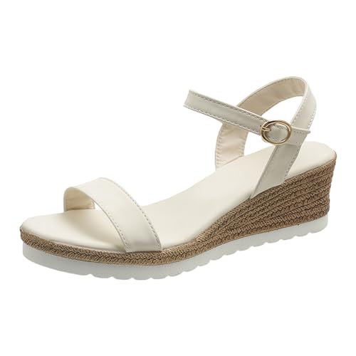 Sandalen Damen Sommer Anti-Rutsch keilsandalen Strandschuhe Peep Toe Freizeitschuhe Komfortables Sommersandalen Slingback Muffin Weiche Sohle Sommerschuhe Sommerschuhe Damensandalette von BIKETAFUWY