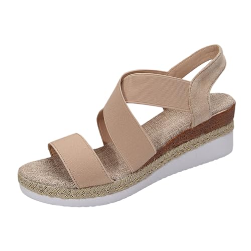 Sandalen Damen Sommer Peep Toe Freizeitschuhe Komfortables Sommersandalen Slingback Muffin Weiche Sohle Sommerschuhe Einfarbig Strandschuhe Sommerschuhe Damensandalette für Urlaub und Strand von BIKETAFUWY