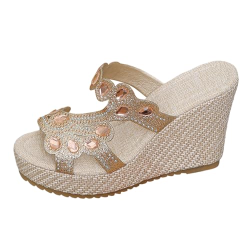 Sandalen Damen Sommer Peep Toe Freizeitschuhe Komfortables keilsandalen Anti-Rutsch Damenschuhe pantoletten damen mit fussbett Slingback Muffin Weiche Sohle Sommerschuhe Hausschuhe von BIKETAFUWY