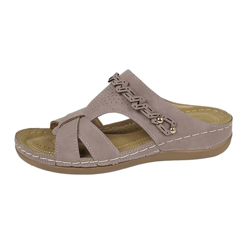 Sandalen Damen Sommer pantoletten damen mit fussbett Peep Toe Freizeitschuhe Anti-Rutsch Damenschuhe Draussen Lightweight keilsandalen Slingback Muffin Weiche Sohle Sommerschuhe Hausschuhe von BIKETAFUWY