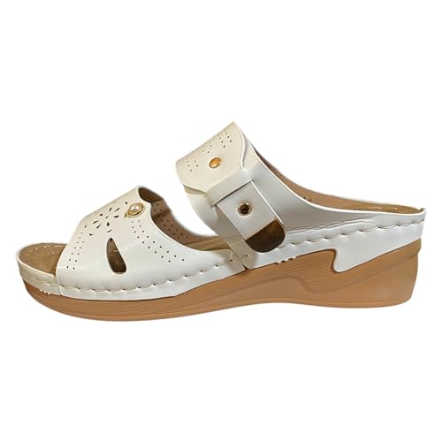 Sandalen Damen Sommer pantoletten damen mit fussbett Peep Toe Freizeitschuhe Anti-Rutsch Damenschuhe Komfortables keilsandalen Hausschuhe Strandschuhe für Urlaub Camping und Reisen von BIKETAFUWY