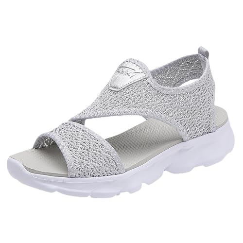 Sandalen Damen Sommer sandalen aus stoff mit dicker sohle Peep Toe Freizeitschuhe Anti-Rutsch Damenschuhe Weiche Sohle Sommerschuhe verstellbarem Schnallen Sandalen Bequeme Sommersandalen von BIKETAFUWY