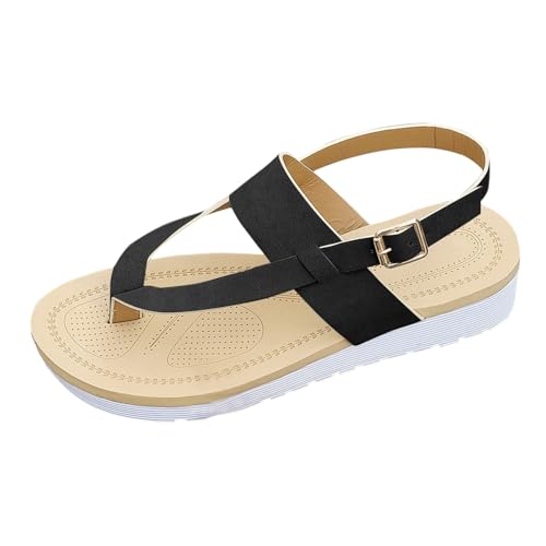 Sandalen Damen Sommer sandalen mit dicker sohle Bequeme Sommersandalen Anti-Rutsch Damenschuhe Peep Toe Freizeitschuhe verstellbarem Schnallen Sandalen Weiche Sohle Sommerschuhe für Urlaub von BIKETAFUWY