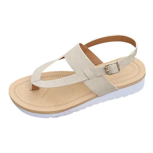 Sandalen Damen Sommer sandalen mit dicker sohle Bequeme Sommersandalen Anti-Rutsch Damenschuhe Peep Toe Freizeitschuhe verstellbarem Schnallen Sandalen Weiche Sohle Sommerschuhe für Urlaub von BIKETAFUWY