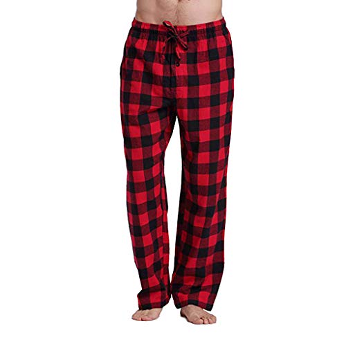 Schlafanzughose Herren Flanell Weihnachts Schlafhose Karierte Herren Fleece Pyjamahose Relaxed Fit Lounge Hose Lang Baumwolle Schlafhose Nachtwäsche mit Kordelzug Pyjamahose Weihnachten Herren von BIKETAFUWY