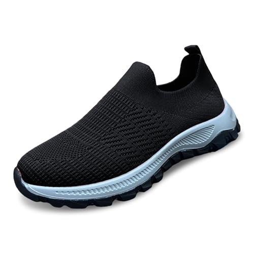Sneaker für Herren und Damen, Sommer, aus Netzstoff, Sneaker, Laufen, Sport, ohne Schnürsenkel, orthopädisch, leicht, Sneaker und Sportschuhe, Wanderschuhe, Walking, Sicherheitsschuhe, 01 Schwarz, 45 Sneaker für Herren und Damen, Sommer, aus Netzstoff, Sneaker, Laufen, Sport, ohne Schnürsenkel, orthopädisch, leicht, Sneaker und Sportschuhe, Wanderschuhe, Walking, Sicherheitsschuhe, 01 Schwarz, 45 von BIKETAFUWY