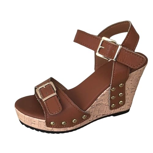 Sommer Schuhe für Damen Anti-Rutsch keilsandalen Peep Toe Freizeitschuhe Komfortables Slingback Muffin Weiche Sohle Sommerschuhe Strandschuhe Sommerschuhe Damensandalette Sommersandalen von BIKETAFUWY