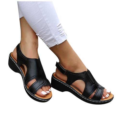 Sommerschuhe Damen Bequem Peep Toe Freizeitschuhe Komfortables Sommersandalen Slingback Sommerschuhe mit Dicker Absatz Strandschuhe Sommerschuhe Damensandalette für Urlaub und Strand von BIKETAFUWY