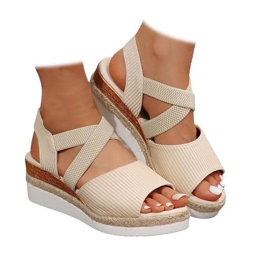 Sommerschuhe Damen Bequem Peep Toe Freizeitschuhe Orthopädische Schuhe Trekkingsandalen Damen Slingback Muffin Weiche Sohle Sommerschuhe Klassische Damenschuhe Bequeme Sommersandalen von BIKETAFUWY