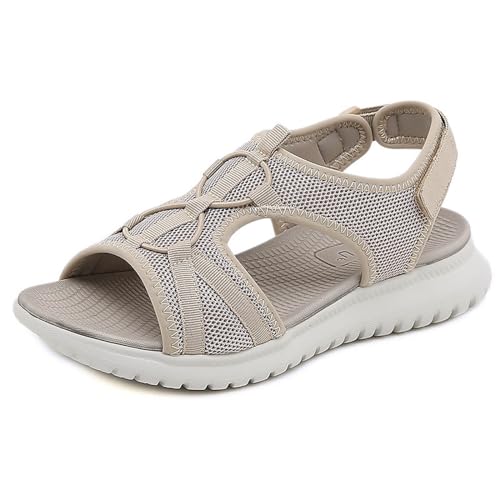 Sommerschuhe Damen Bequem sandalen aus stoff mit dicker sohle Anti-Rutsch Damenschuhe Peep Toe Freizeitschuhe verstellbarem Schnallen Sandalen Bequeme Sommersandalen Freizeitsandale mit Riemchen von BIKETAFUWY