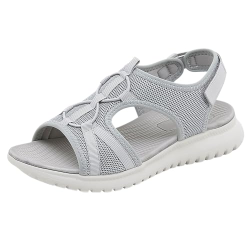 Sommerschuhe Damen Bequem sandalen aus stoff mit dicker sohle Anti-Rutsch Damenschuhe Peep Toe Freizeitschuhe verstellbarem Schnallen Sandalen Bequeme Sommersandalen Freizeitsandale mit Riemchen von BIKETAFUWY