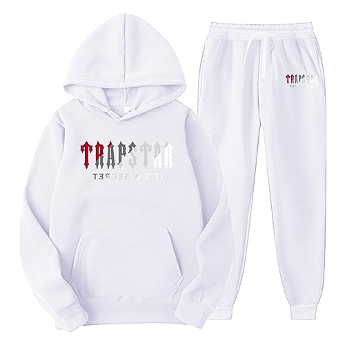 Trapstar Anzug Herren Trapstar Jogginganzug 2-teilig Herbst Leichte Trapstar Logo Trainingsanzug Sportanzug Tracksuit Unisex Jogging Anzug Set mit Hoodie und Hose Unisex Sportswear Suit S-3XL von BIKETAFUWY